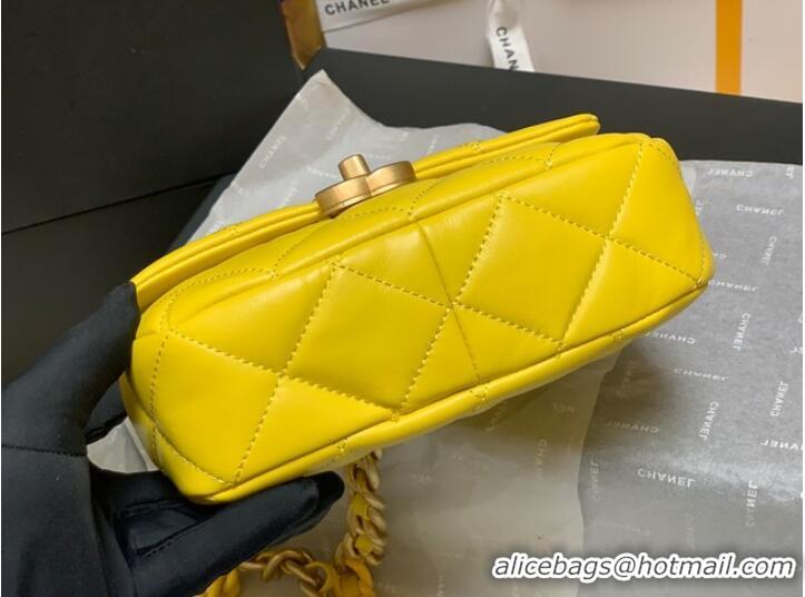 Top Grade Chanel mini Shoulder Bag Lambskin&Gold-Tone Metal AS3205 yellow