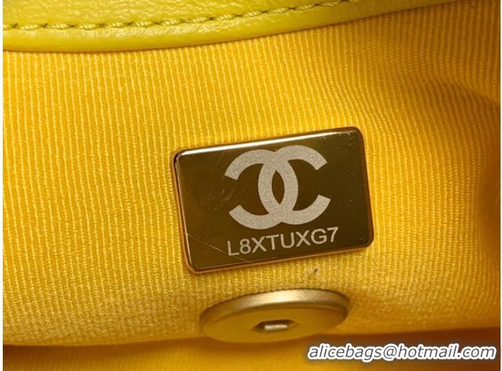 Top Grade Chanel mini Shoulder Bag Lambskin&Gold-Tone Metal AS3205 yellow