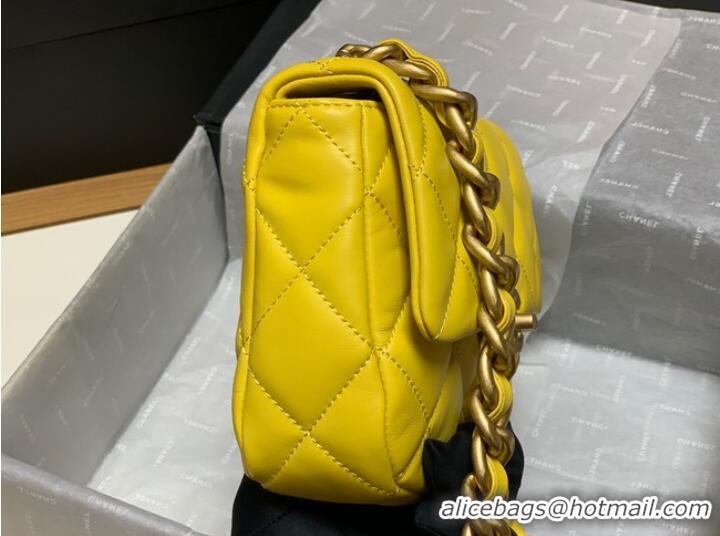 Top Grade Chanel mini Shoulder Bag Lambskin&Gold-Tone Metal AS3205 yellow