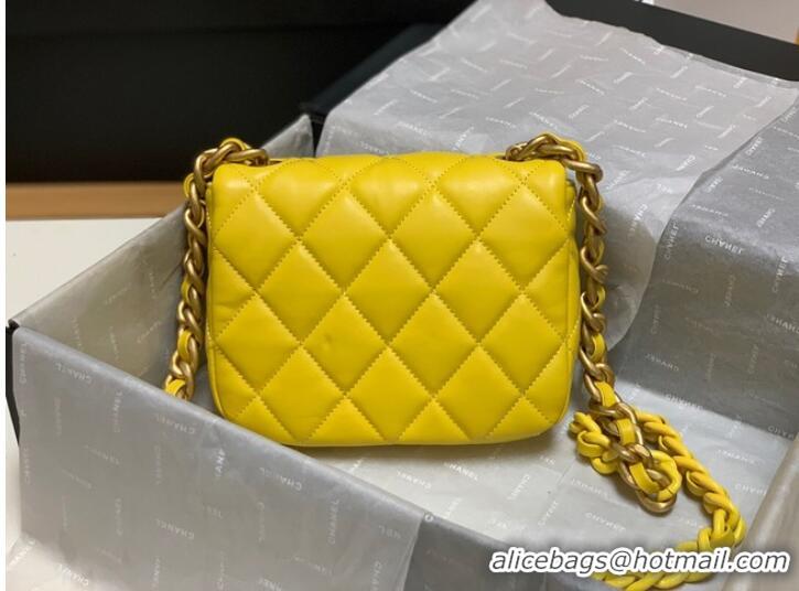 Top Grade Chanel mini Shoulder Bag Lambskin&Gold-Tone Metal AS3205 yellow