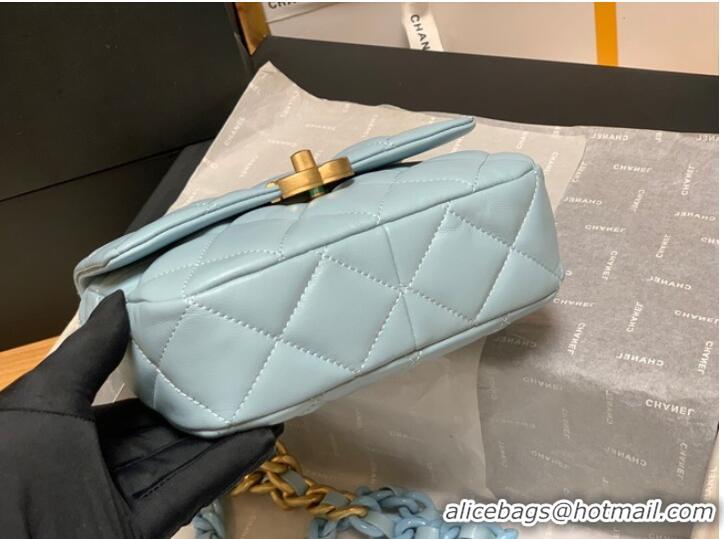 Luxury Classic Chanel mini Shoulder Bag Lambskin&Gold-Tone Metal AS3205 sky blue