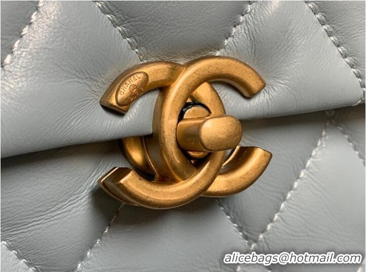 Luxury Classic Chanel mini Shoulder Bag Lambskin&Gold-Tone Metal AS3205 sky blue