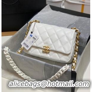 Grade Quality Chanel small Shoulder Bag Lambskin&Gold-Tone Metal AS3206 white