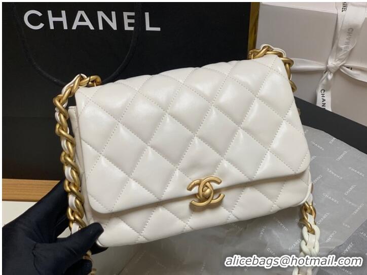 Grade Quality Chanel small Shoulder Bag Lambskin&Gold-Tone Metal AS3206 white