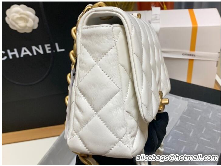 Grade Quality Chanel small Shoulder Bag Lambskin&Gold-Tone Metal AS3206 white