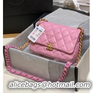 Spot Bulk Chanel small Shoulder Bag Lambskin&Gold-Tone Metal AS3206 pink