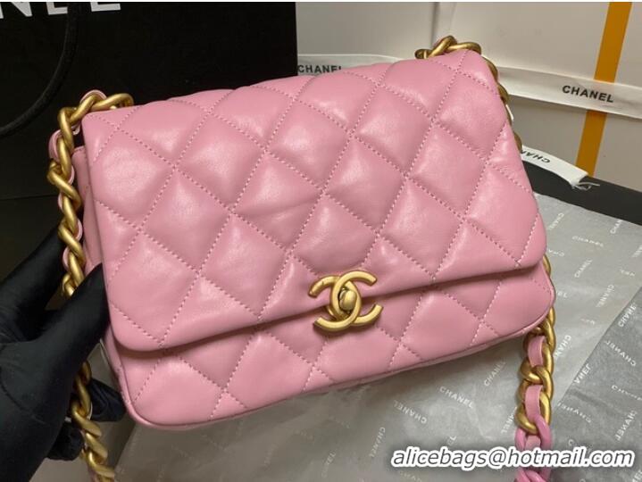 Spot Bulk Chanel small Shoulder Bag Lambskin&Gold-Tone Metal AS3206 pink