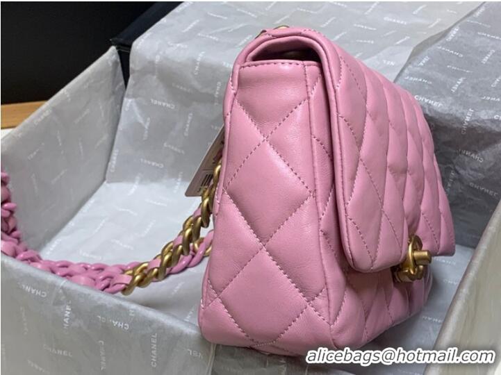 Spot Bulk Chanel small Shoulder Bag Lambskin&Gold-Tone Metal AS3206 pink