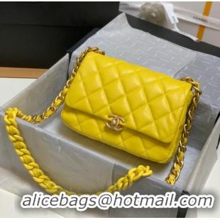 Modern Classic Chanel small Shoulder Bag Lambskin&Gold-Tone Metal AS3206 yellow