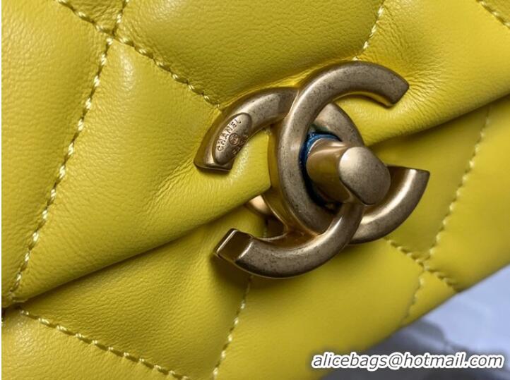 Modern Classic Chanel small Shoulder Bag Lambskin&Gold-Tone Metal AS3206 yellow