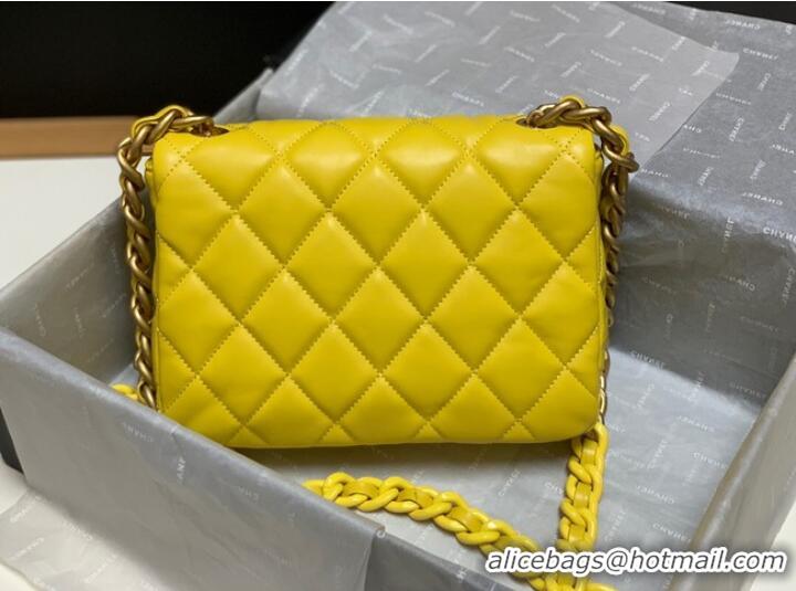 Modern Classic Chanel small Shoulder Bag Lambskin&Gold-Tone Metal AS3206 yellow