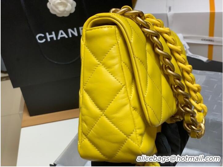 Modern Classic Chanel small Shoulder Bag Lambskin&Gold-Tone Metal AS3206 yellow