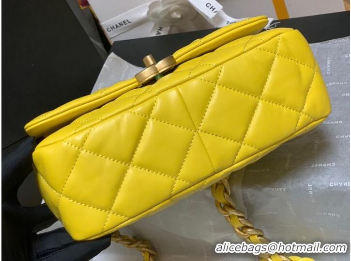 Modern Classic Chanel small Shoulder Bag Lambskin&Gold-Tone Metal AS3206 yellow