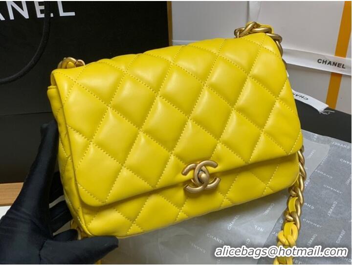 Modern Classic Chanel small Shoulder Bag Lambskin&Gold-Tone Metal AS3206 yellow