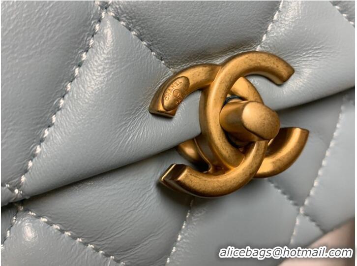 Fashion Discount Chanel small Shoulder Bag Lambskin&Gold-Tone Metal AS3206 sky blue