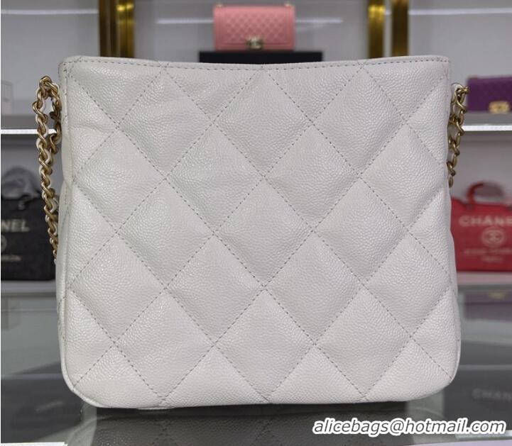 Hot Style Chanel Shoulder Bag Grained Calfskin&Gold-Tone Metal AS3223 white