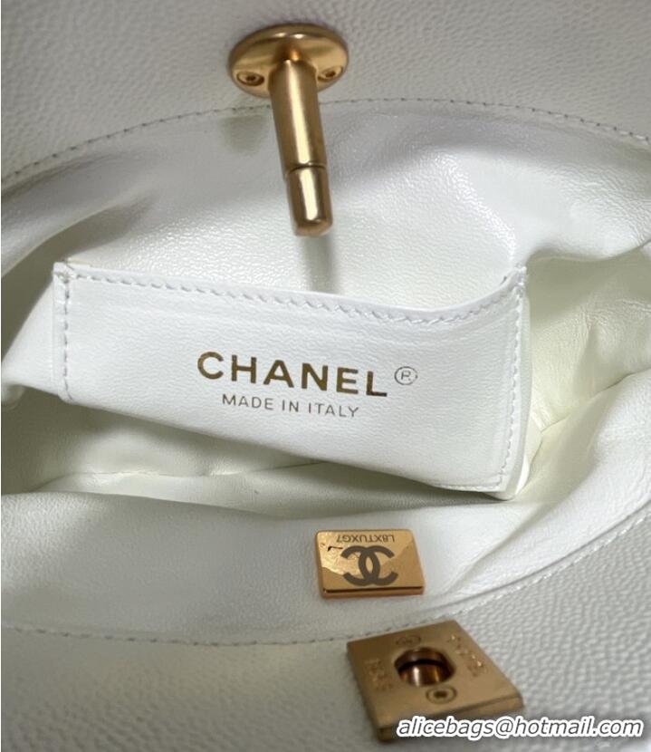 Hot Style Chanel Shoulder Bag Grained Calfskin&Gold-Tone Metal AS3223 white