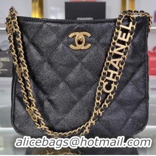 Discount Chanel Shoulder Bag Grained Calfskin&Gold-Tone Metal AS3223 black