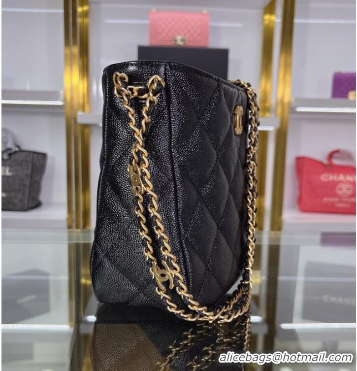 Discount Chanel Shoulder Bag Grained Calfskin&Gold-Tone Metal AS3223 black