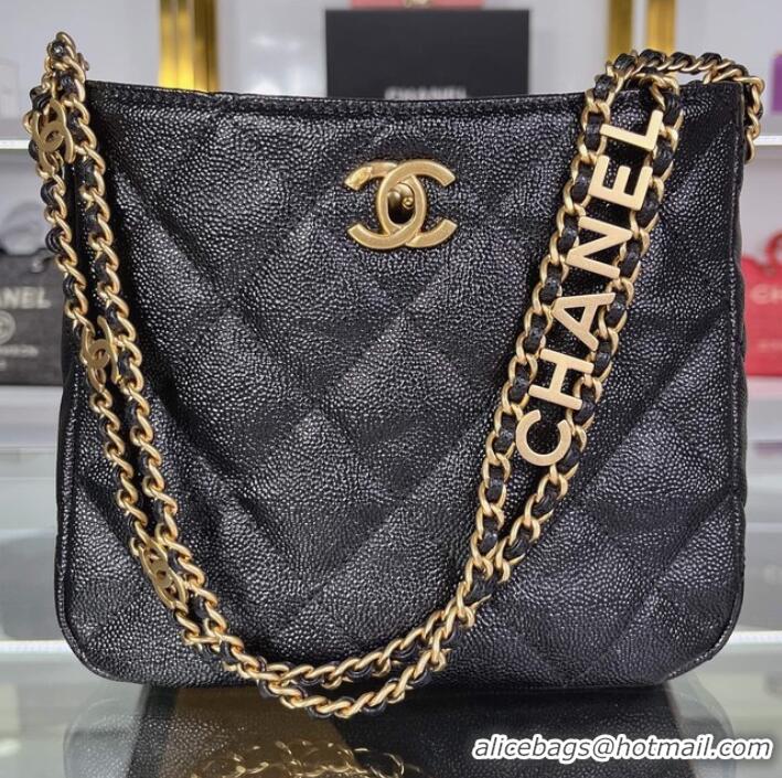 Discount Chanel Shoulder Bag Grained Calfskin&Gold-Tone Metal AS3223 black