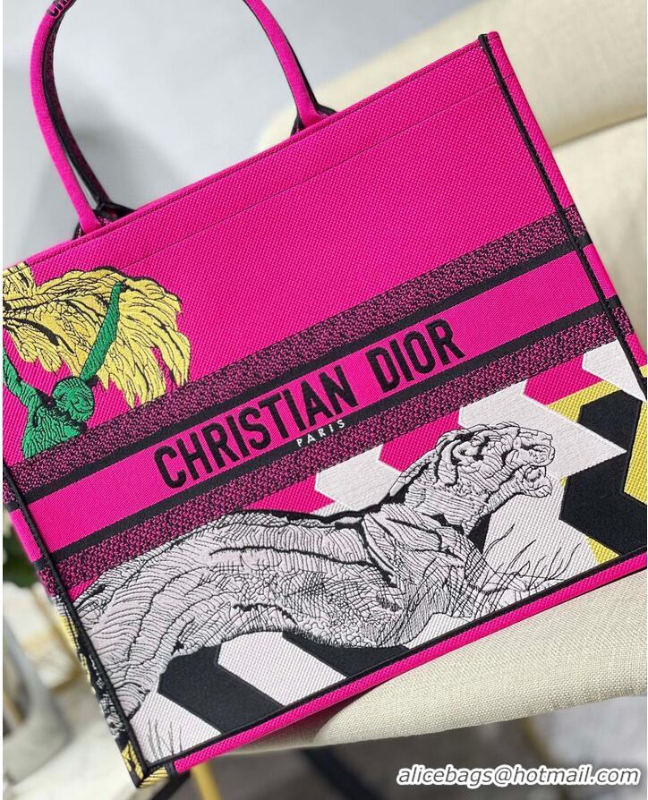 New Discount DIOR BOOK TOTE BAG TOILE DE JOUY M1286 Tiger Pink