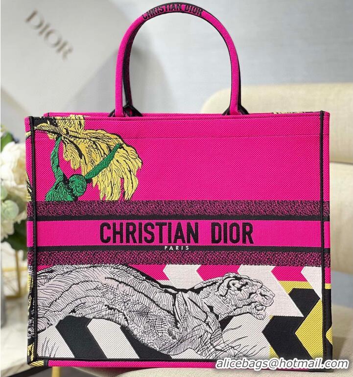 New Discount DIOR BOOK TOTE BAG TOILE DE JOUY M1286 Tiger Pink