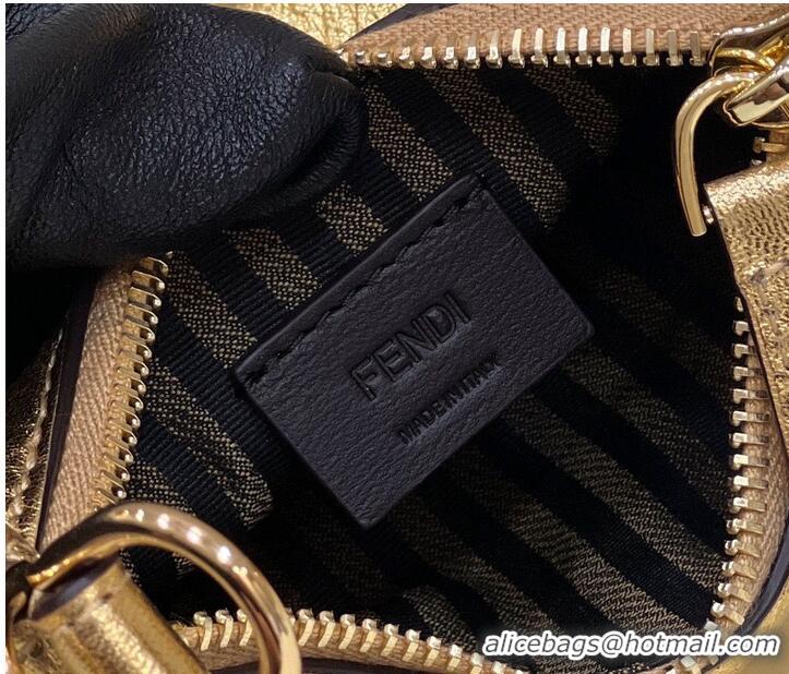 Super Quality Fendi Praphy Original Leather Big FENDI Logo Mini Bag 80056S Gold