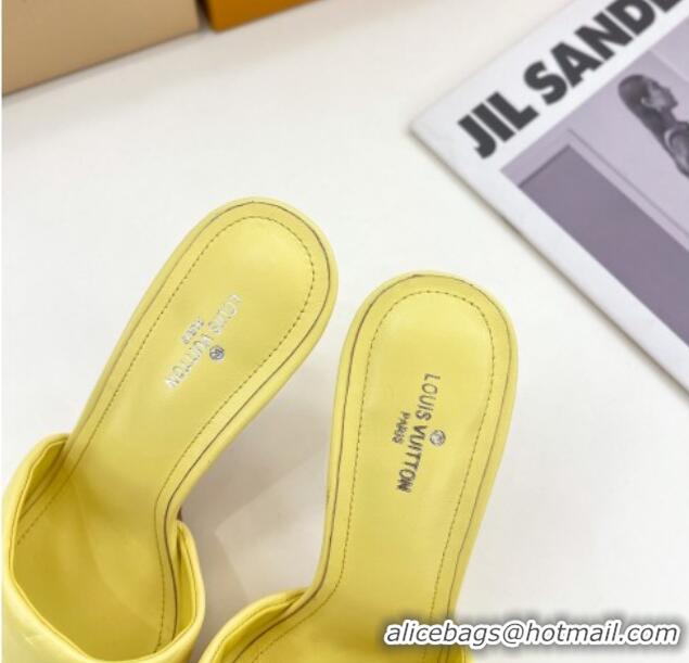 Good Quality Louis Vuitton Revival High Heel Slide Sandals 9.5cm in Monogram Embossed Lambskin Yellow 0325104