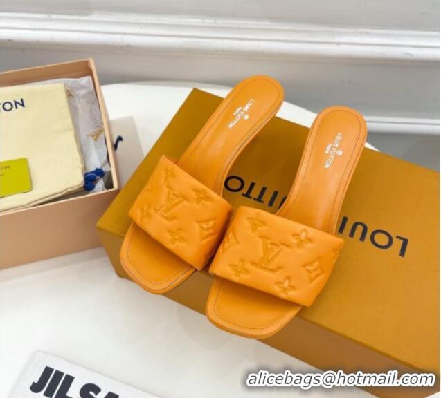 Pretty Style Louis Vuitton Revival High Heel Slide Sandals 5.5cm in Monogram Embossed Lambskin Orange 0325113