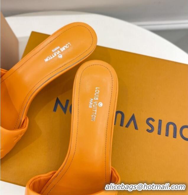 Pretty Style Louis Vuitton Revival High Heel Slide Sandals 5.5cm in Monogram Embossed Lambskin Orange 0325113