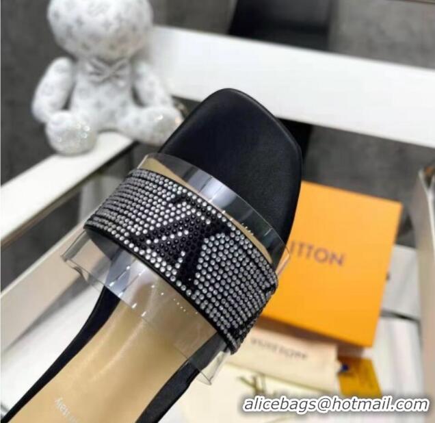 1:1 Louis Vuitton TPU and LV Crystal Flat Slide Sandals Black 032602