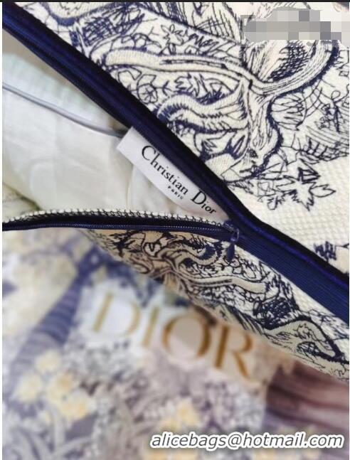 Promotional Dior Large Sqaure Cushion in Blue Toile de Jouy Embroidery 50x50cm CD1343 2021 