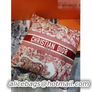 Famous Brand Dior Large Sqaure Cushion in Red Toile de Jouy Embroidery 50x50cm CD1344 2021