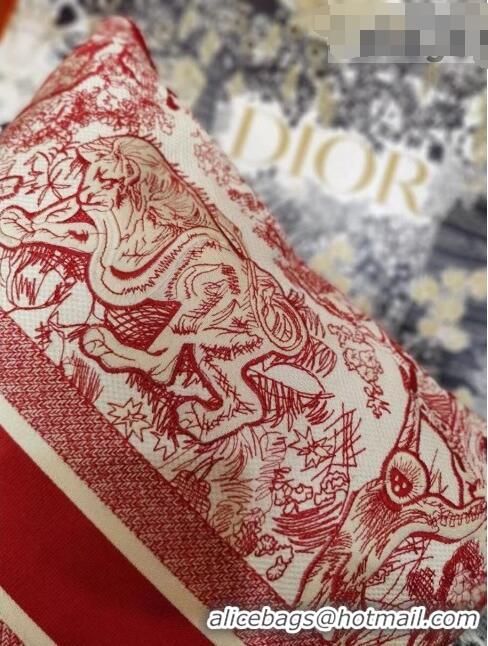 Famous Brand Dior Large Sqaure Cushion in Red Toile de Jouy Embroidery 50x50cm CD1344 2021