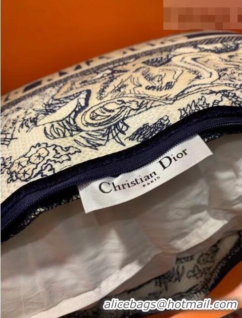 Discount Dior Rectangular Cushion in Toile de Jouy Embroidery 30x49cm CD1344 Blue 2021