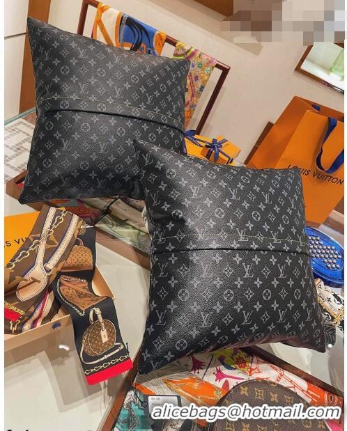 Super Quality Louis Vuitton Monogram Soft Leather Pillow 40x40cm LV0763 Black 2021 