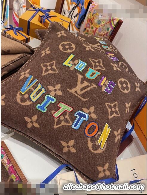 Good Product Louis Vuitton LVXNBA Letters Wool Cushion MP3037 Brown 2021