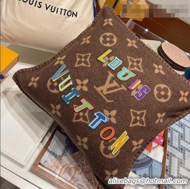 Good Product Louis Vuitton LVXNBA Letters Wool Cushion MP3037 Brown 2021