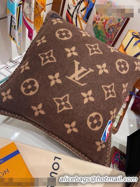 Good Product Louis Vuitton LVXNBA Letters Wool Cushion MP3037 Brown 2021