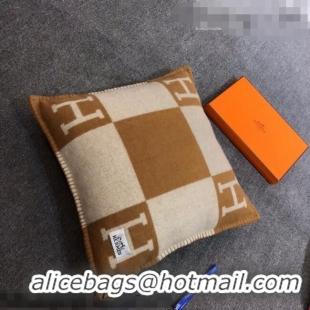 Pretty Style Hermes Avalon Wool Pillow 55x55cm H0149 Brown 2021