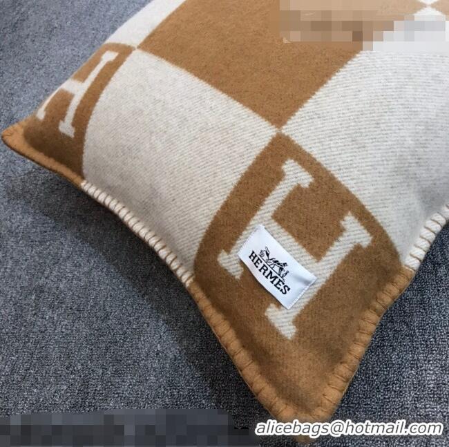 Pretty Style Hermes Avalon Wool Pillow 55x55cm H0149 Brown 2021