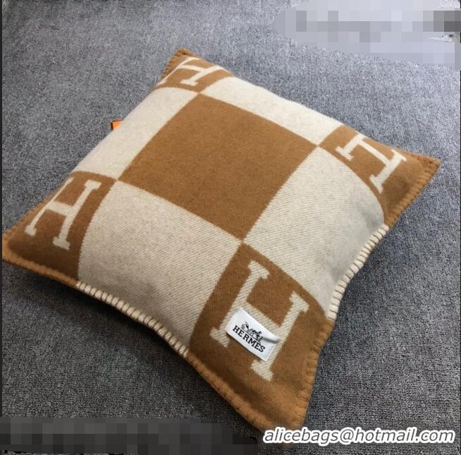 Pretty Style Hermes Avalon Wool Pillow 55x55cm H0149 Brown 2021