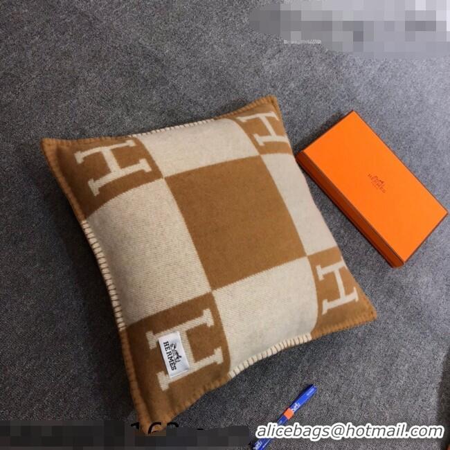 Pretty Style Hermes Avalon Wool Pillow 55x55cm H0149 Brown 2021