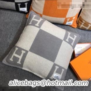 Luxurious Hermes Avalon Wool Pillow 55x55cm H0149 Grey 2021