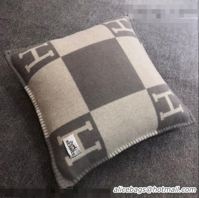 Luxurious Hermes Avalon Wool Pillow 55x55cm H0149 Grey 2021