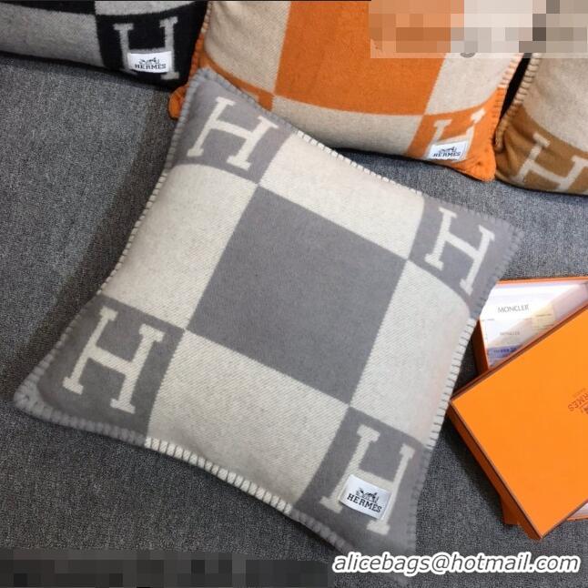 Luxurious Hermes Avalon Wool Pillow 55x55cm H0149 Grey 2021