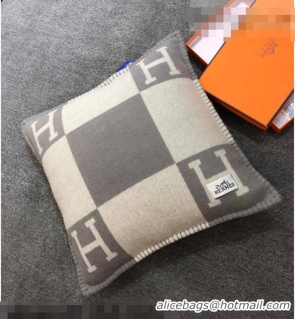 Luxurious Hermes Avalon Wool Pillow 55x55cm H0149 Grey 2021