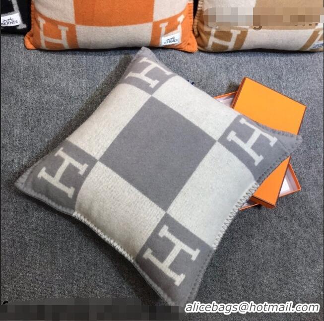 Luxurious Hermes Avalon Wool Pillow 55x55cm H0149 Grey 2021