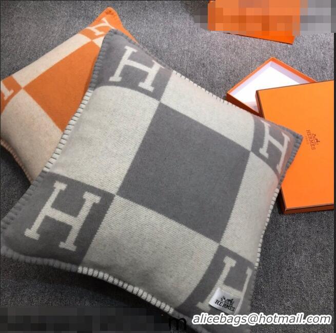 Luxurious Hermes Avalon Wool Pillow 55x55cm H0149 Grey 2021