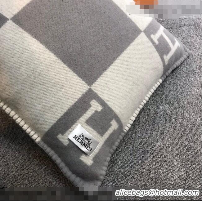 Luxurious Hermes Avalon Wool Pillow 55x55cm H0149 Grey 2021